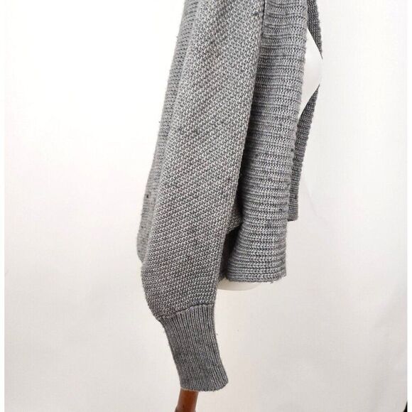 Vertigo Paris Gray Cardigan Open Drape Front Wool Blend Dolman Sleeve Sweater S - Picture 3 of 6